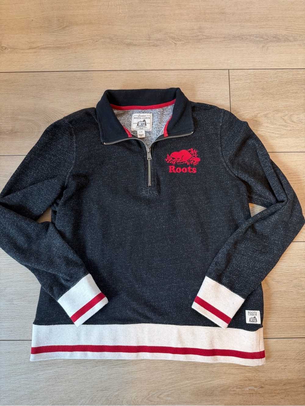 Roots Black and Red Half-Zip Sweater